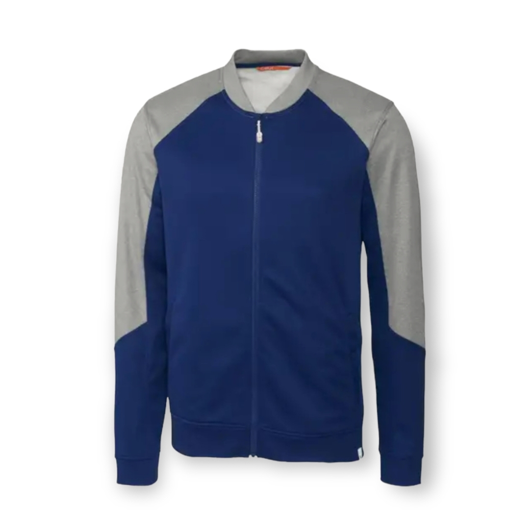 Cutter and Buck Blue and Gray Pop Fly Full Zip Jacket Sweater Large